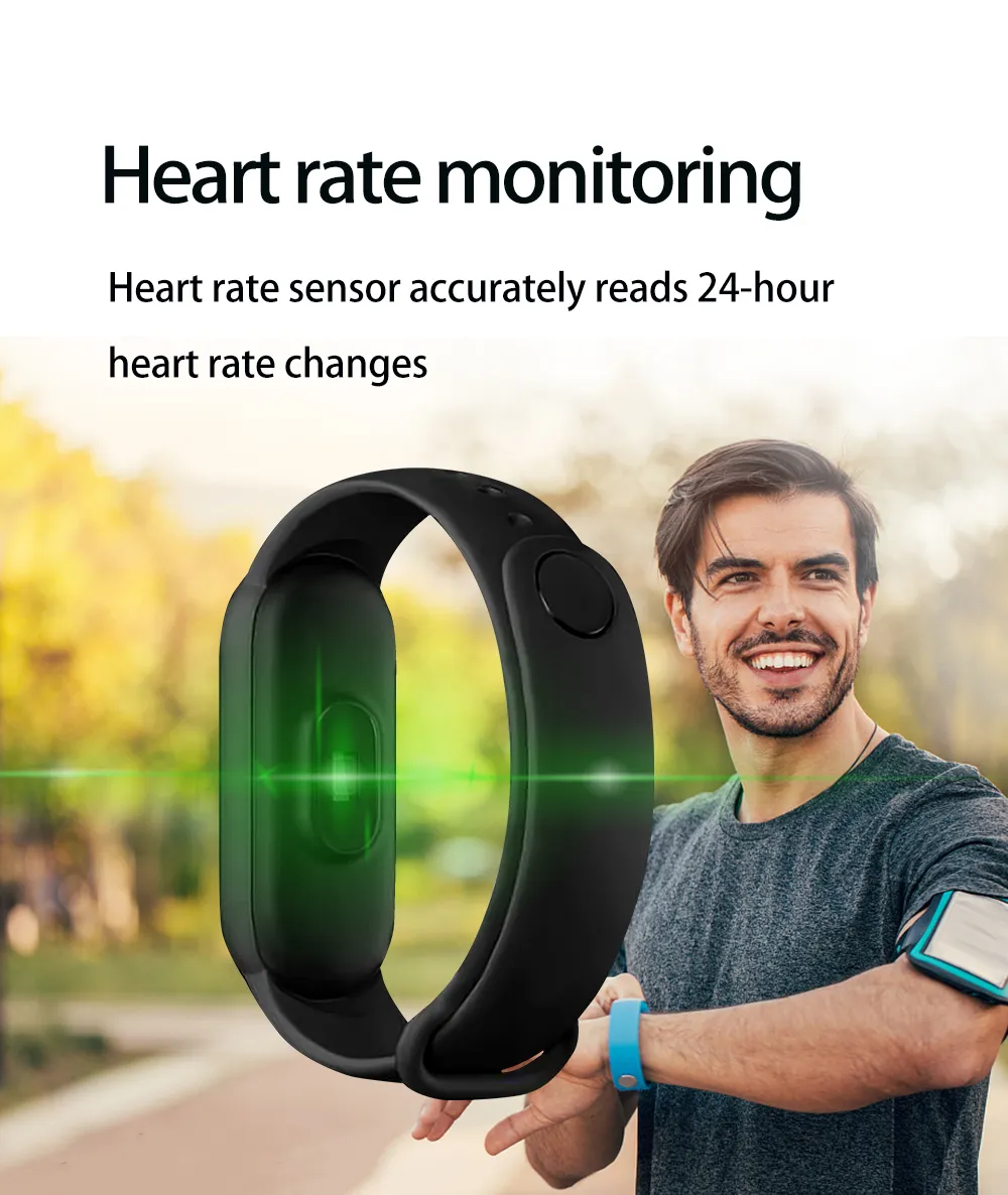 M6 0.96 Cal Ekran dotykowy Tętno Pomiar ciśnienia krwi Monitorowanie Sleep Monitorowanie niestandardowe Ładowanie USB Inteligentny zegarek