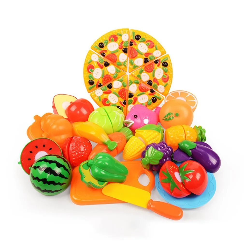 24 teile/los Kinder Pretend Rolle Spielen Haus Spielzeug Kunststoff Schneiden Obst Gemüse Lebensmittel Küche Baby Klassische Kinder Pädagogisches Spielzeug LJ201009