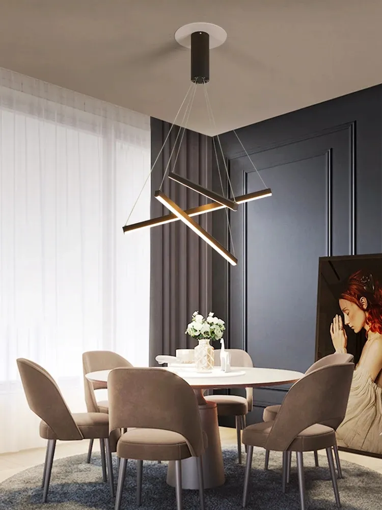 Lampadario a LED a barra in alluminio Lampadario moderno interni Deco Soggiorno Lampadari a soffitto Sala da pranzo Lampada a sospensione Appartamento duplex Lights189B