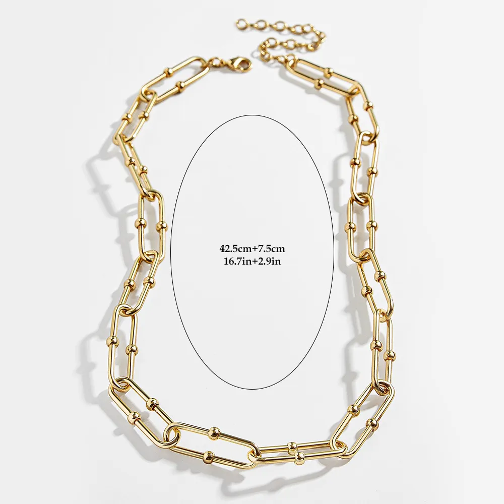 Mode sieraden trendy gouden plating paperclip ketting ketting-chunky statement kettingen voor vrouwen341J