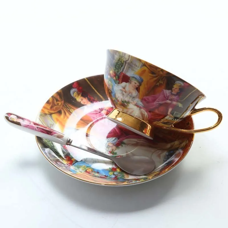 YeFine tasses à café en porcelaine d'os de haute qualité Vintage en céramique émaillée avancée thé et soucoupes ensembles cadeaux de luxe Y200106