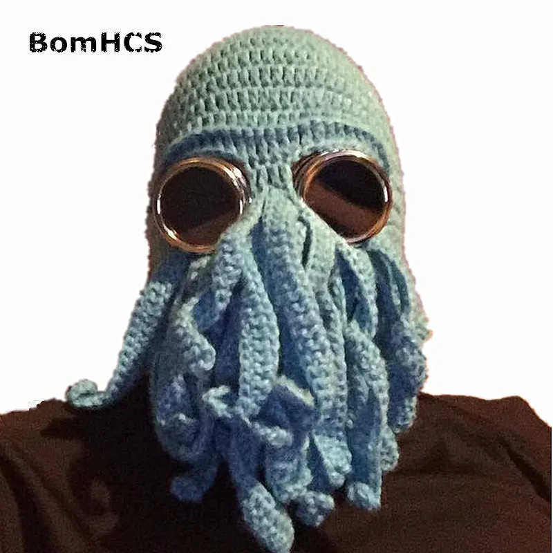 BomHCS Novetly Tentacle Octopus Pirata Cthulhu Crochet Beanie Cappello Maschera antivento Cap Y201024