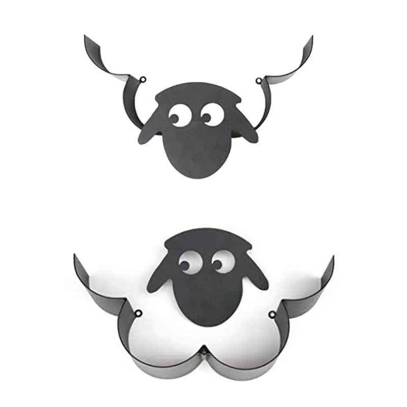 ノルディックスタイルの黒い羊の頭の壁に装着されたトイレットペーパーホルダーティッシュロール金属鉄収納ラック浴室装飾220120