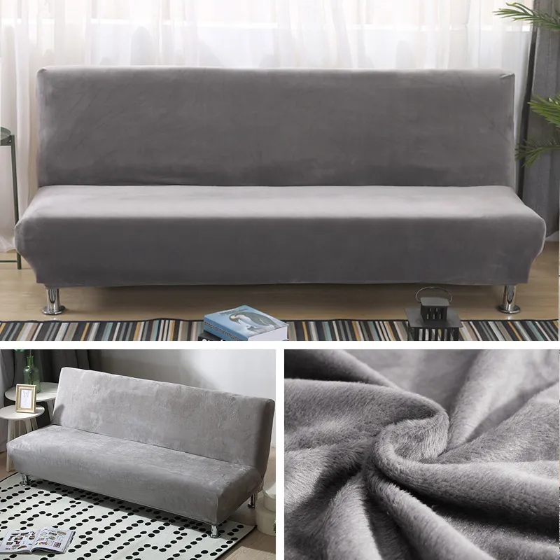 Pluche stof Vouw Armloze Slaapbank Hoes Klapstoel hoes Dikkere hoezen Bank Couch Protector Elastische Futon Hoes winter LJ260V