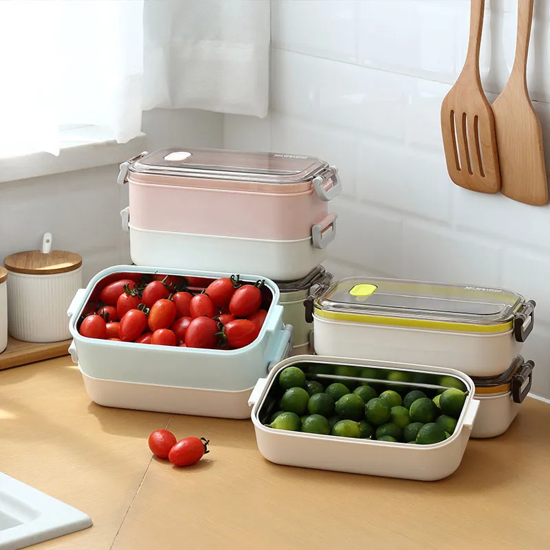 ONEUP Stainless steel Lunch box Leakproof Double layer Bento Box Eco-Friendly Food container for Kids School Picnic Microwavable T200710