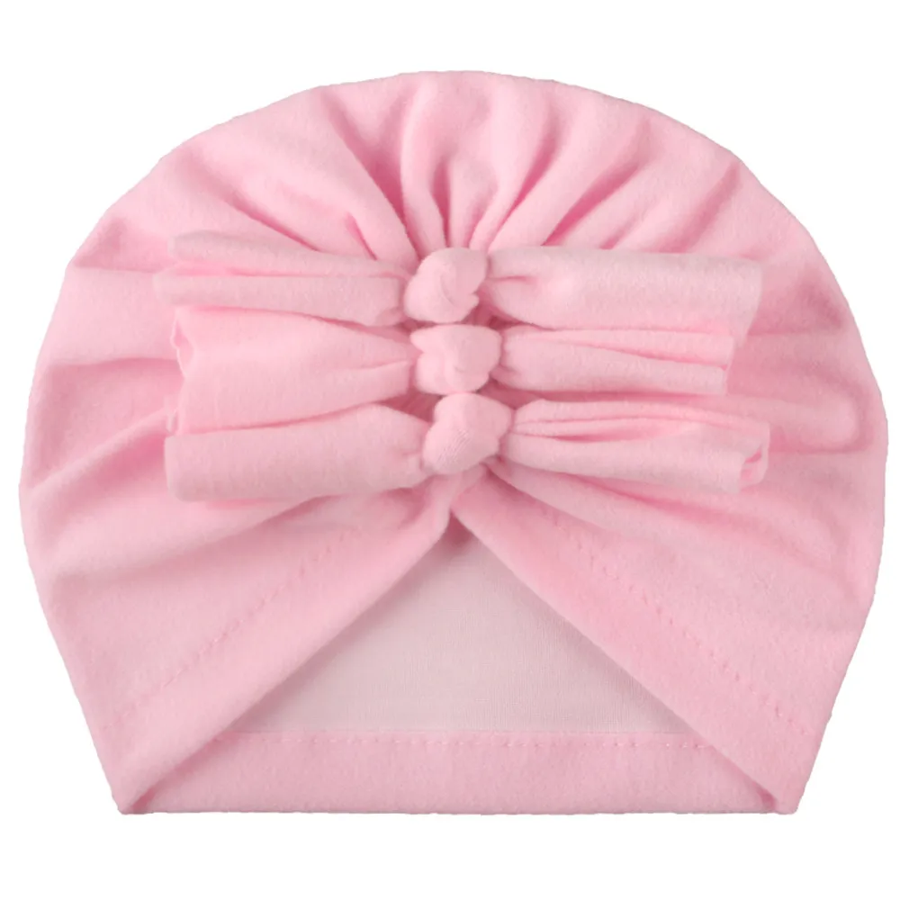 Ins in baby girls pliated лук повязка повязки твердого цвета шляпа бутик детские повседневные шапки мода дети уютные шапки новорожденного черепа Cap C6809