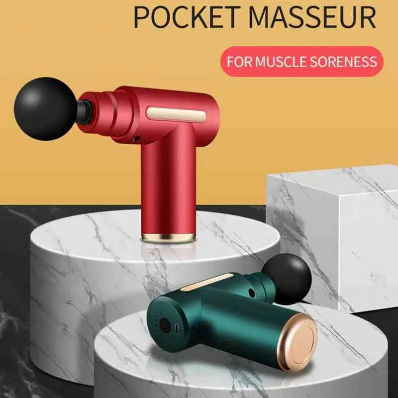 Pocket Mini Fascial Gun 3200 speed Electric Massage Gun Muscle Massager Portable Deep Percussion Relieve Pain MassageTool Y1223
