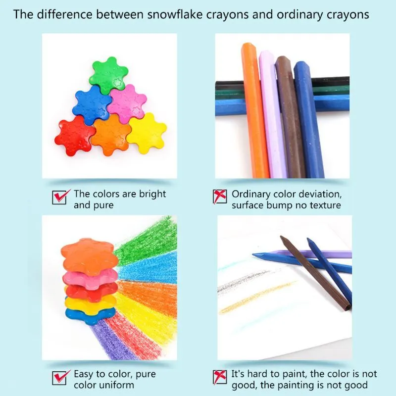 12 Couleurs Non-toxique Cire Flocon De Neige Forme Crayons pour Tout-Petits Enfants Lavable Peinture Sûr Dessin Outil École Art Fourniture 201225