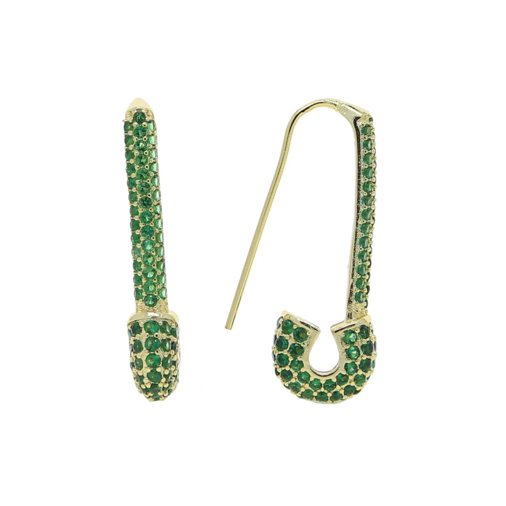 Gros arc-en-ciel coloré boucle d'oreille de mariage pavé blanc rose vert bleu Cz unique trombone épingle de sûreté boucles d'oreilles femmes bijoux de mode