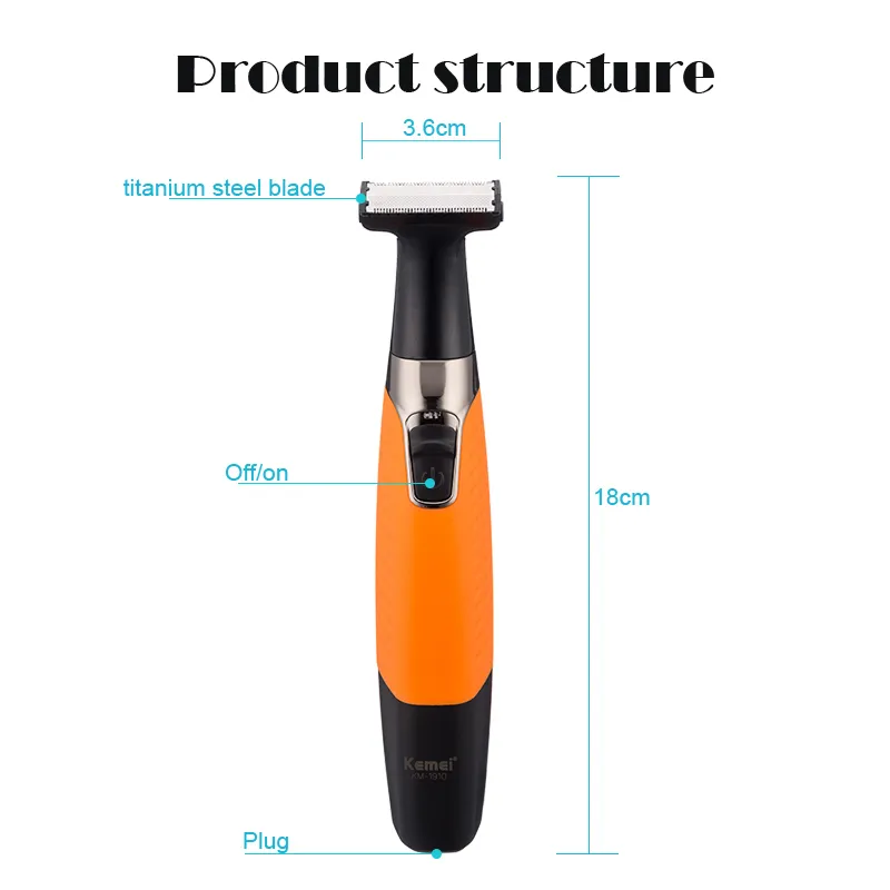 Kemei Hair Trimmer Electric Shaver Cutting Beard Clipper Man Grooming Tools Water Shaving Machine 220216