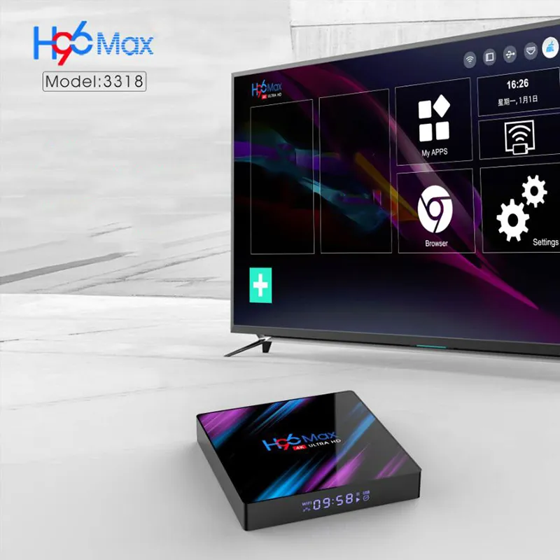 H96 Max RK3318 Android 10.0 Smart TV Box 2G 16G Quad Core 4K HD 2,4G/5G WiFi Google Play US Stecker USA LAGER