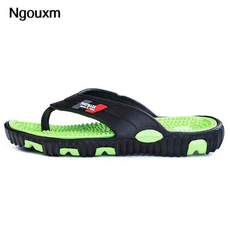 Slippers Ngouxm Summer Big Size Youth Men Massage Non-Slip Cool Outside Flip Flops Breathable Thick-Soled Toe Sandals 220302