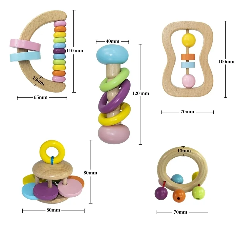 / zestaw Montessori Zabawki Baby Rattle Crib Ids Edukacyjne Mobilne dla Dziewczyn Waldorf Wózek Niemowlak 220216