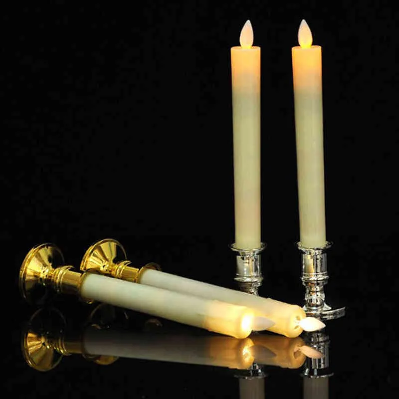 4pcs LED Candle Swinging Flame Pillar Candle with Candle Holder for Home Decoration Weddings Xmas Decor Battery Operated