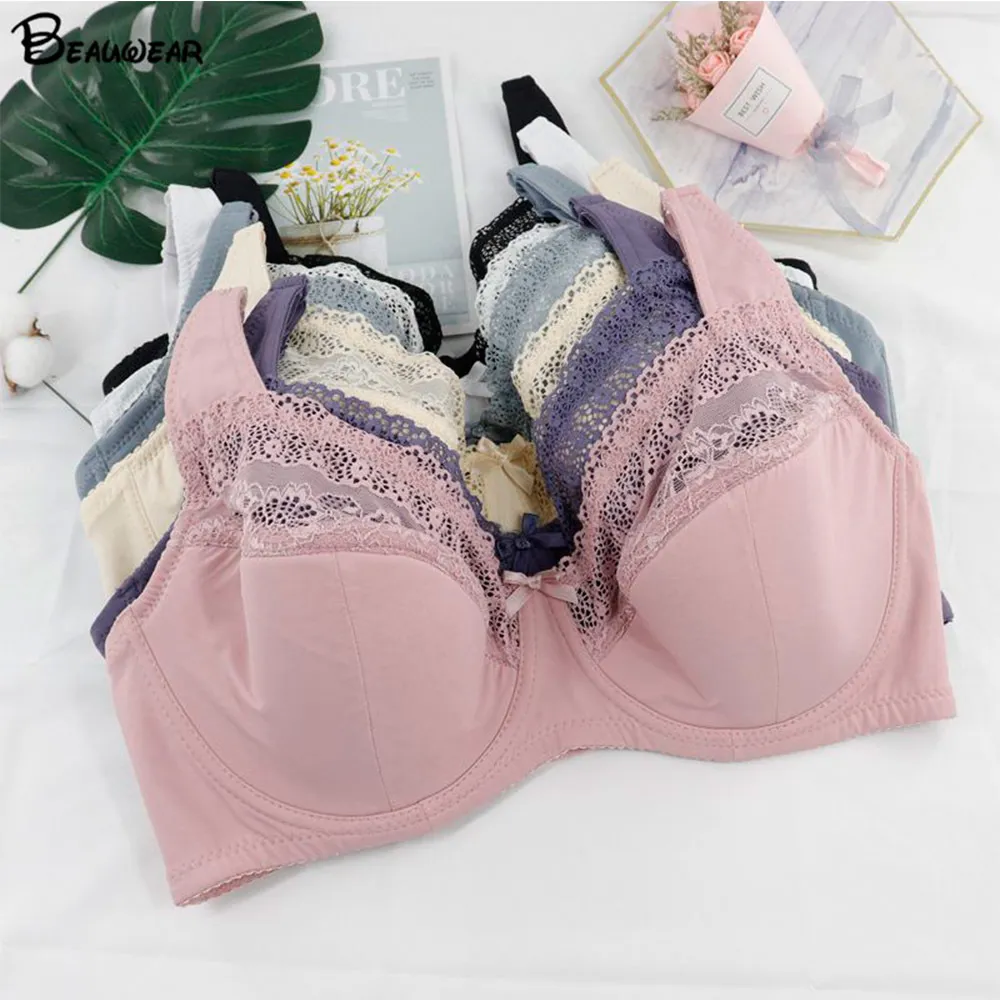 Soutien-gorge en dentelle pour femmes Bralette à armatures Perspective Brassière Big Buste Confort Lingerie Sexy Sous-vêtements décontractés D DD E F G Cup 201202