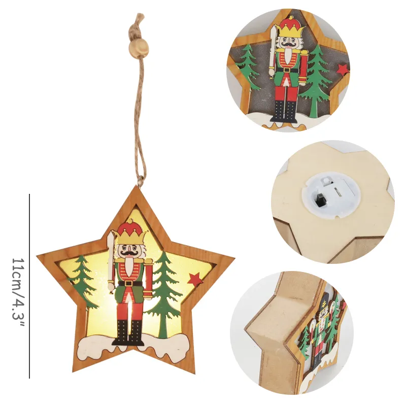 Kerstdecoraties voor huis notenkraker houten led lichte boom hanger lantaarn ambacht navidad natal noel hangende y201020