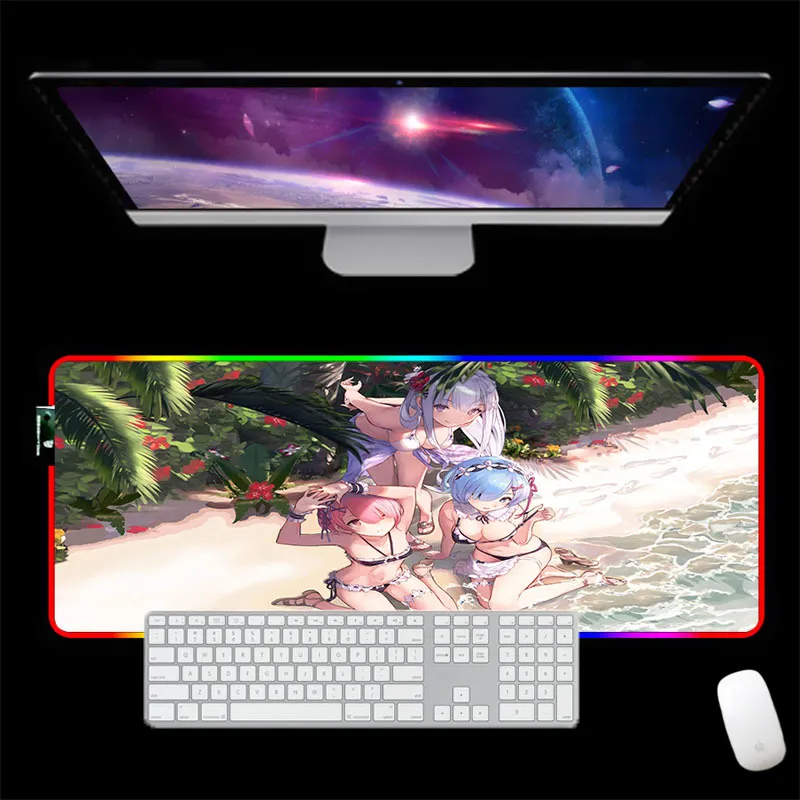 RGB 3D Sexy Girl Mat Mat Rest Mysz Pad Otaku Birthday Gaming Gaming Gaming REM RE ZERO LJ201031337P