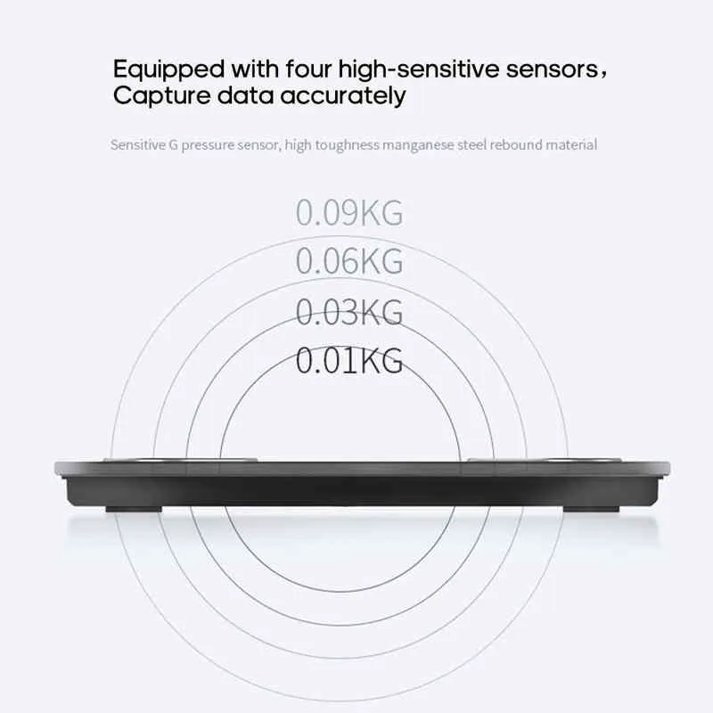 Kroppsfettskala Svart BT Elektroniska vågar 0.1kg-180kg Digital viktskala Kropps Smartphone App Sammansättning Analyzer Monitor H1229