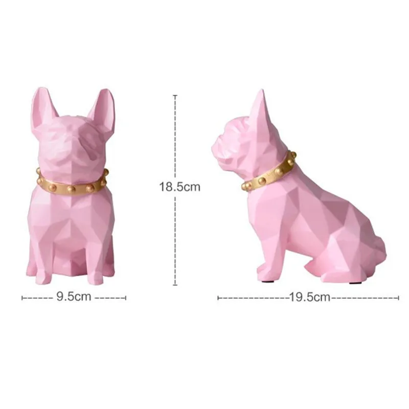 Estilo europeu geometria francês bulldog resina estátua caixa de dinheiro criativo decoração para casa caixa de armazenamento de moedas presente da criança cofrinho wx3 t2007192t