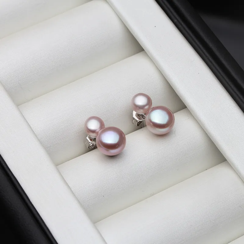 Orecchini in vero argento sterling 925 con perla, moda carino piccolo bianco nero Freter orecchino di perla naturale regalo ragazza 2203099384807
