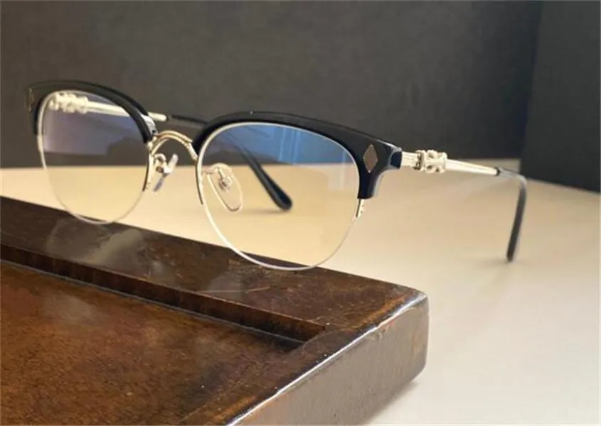 Nya glasögon design tang optisk recept spegel katt ögon halfframe klassisk stil affär elit stil optisk platt lins topp qua2945