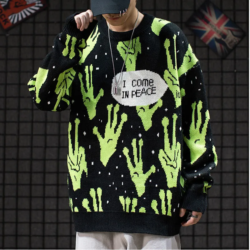 Lindsey Seader Sweater Men Skocznicy na drutach harajuku obcy hip -hop streetwear men dzianinowe odzież pullover gładkie swetry 201221