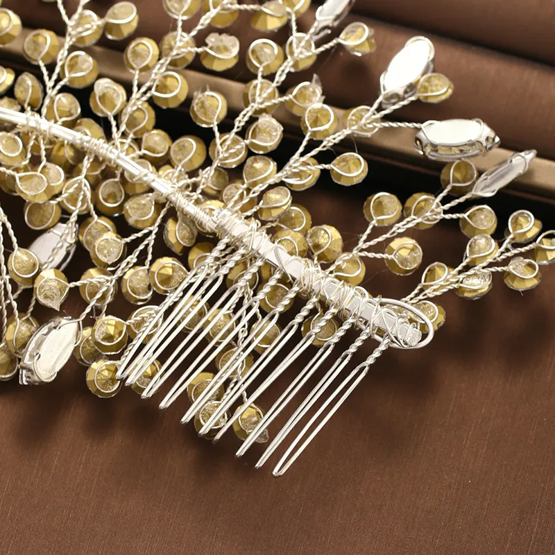 Tendy Wedding Tiara Baroque Crystal Headress Silver Color Righestone Cair Peigt Bridal Hair Bijoux MS Accessoires de mariage W01043355994