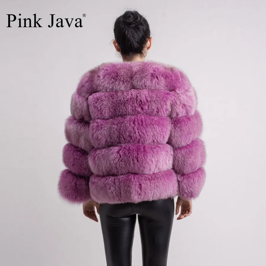 Pink Java QC8081 Nouveau modèle Femmes Manteau de fourrure de renard réel Manches longues Tenue de fourrure de mode d'hiver de haute qualité 201212