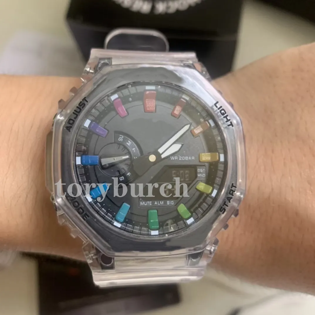 Nueva llegada Serie 2100 Relojes transparentes Pantalla dual Luminoso deportivo casual estudiante de alta calidad todas las funciones funcionan con luz automática 291q