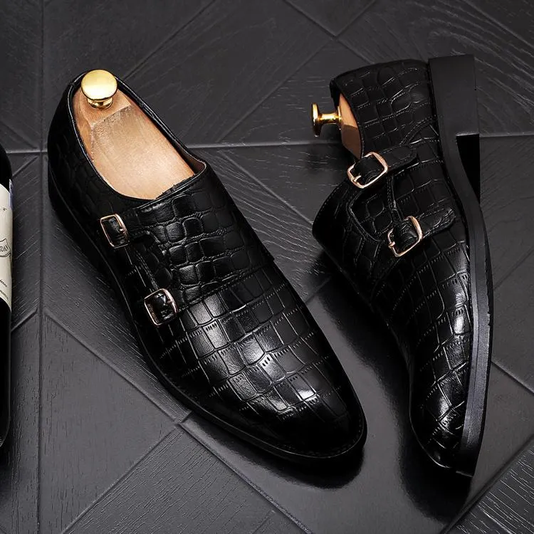 Unique Italian designer mens youth dress shoes luxury loafers Crocodile pattern wedding Groom Casual Footwear EUR size: 38-43