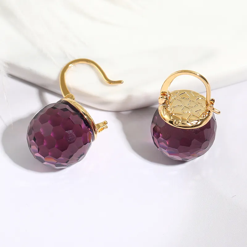 Vanssey Luxury Fashion Jewelry Purple Austrial Crystal Ball Heart Drop Earrings Accessori feste di nozze le donne 220214