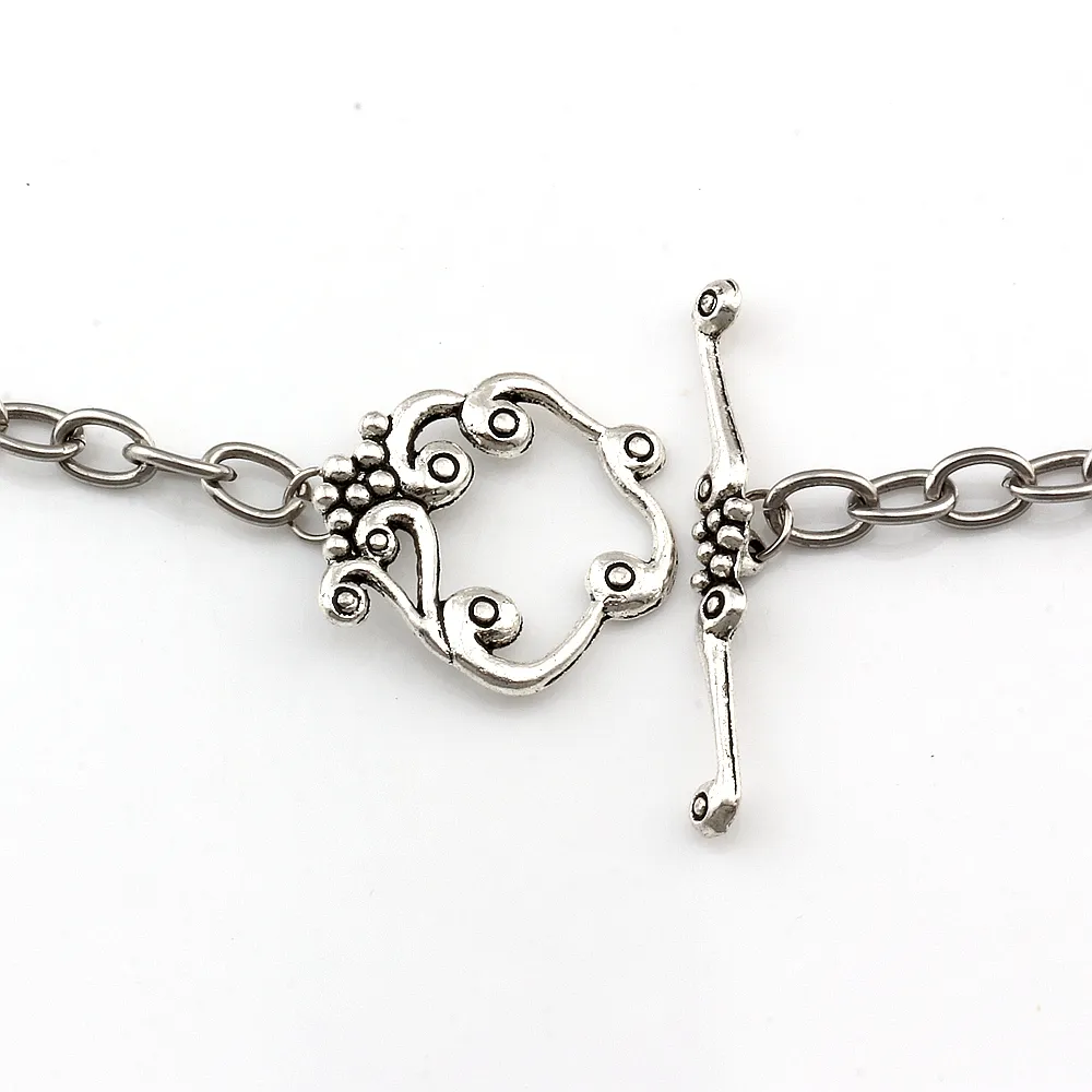 50 сетов антикварных серебряных сплавов цинка OT Toggle Clasps для DIY Bracelets Diewelles