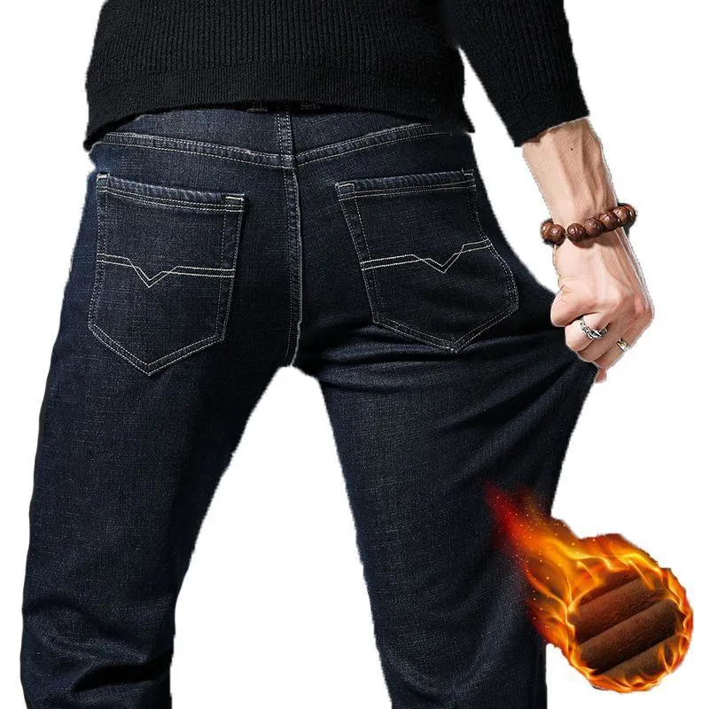 Jeans pour hommes plus épaississement de velours automne et hiver nouvelle mode décontractée plus jeans de taille de haute qualité 201117