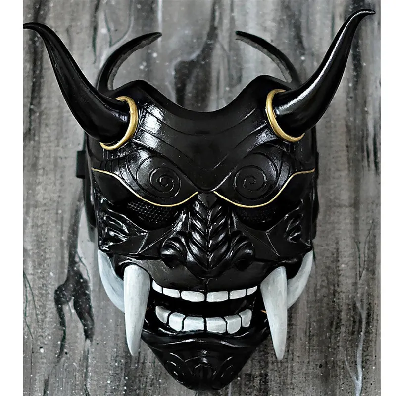 Böse Teufel Dämon Latex Maske halbes Gesicht Japan Hannya Cosplay Party Kostüm Masken Oni Spukhaus Cosplay Kostüm Party Requisiten 20102214x