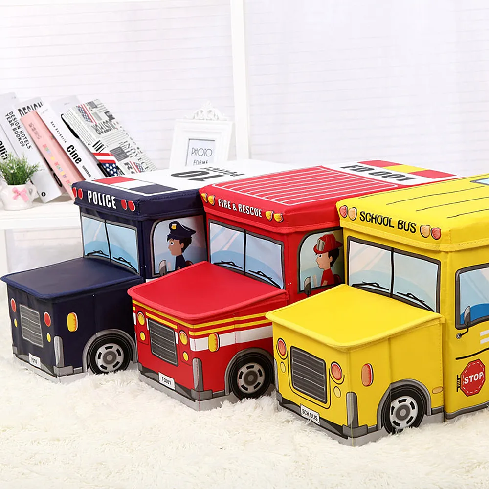 Multifunktions-Bus-Form-Aufbewahrungsbox für Spielzeug, Kinderkleidung, zusammenklappbar, Cartoon-Auto, Spielzeug-Aufbewahrungskorb, Kinder-Aufbewahrungsbehälter, Dropship LJ200812
