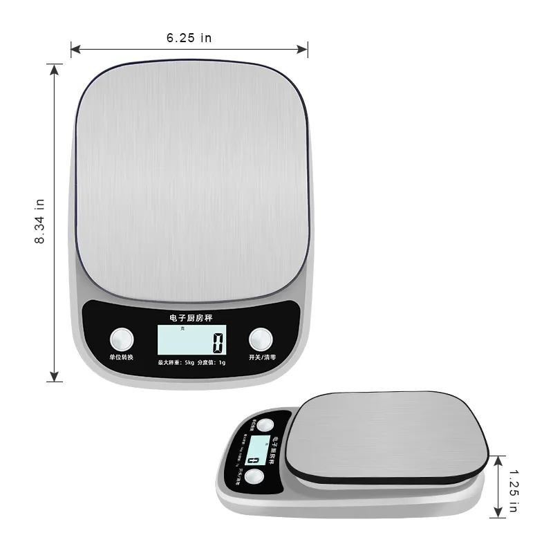 10kg / 1g LCD bilancia da cucina elettronica bilancia domestica strumento di misura di cottura in acciaio inox bilancia digitale alimenti G OZ ML Y200328