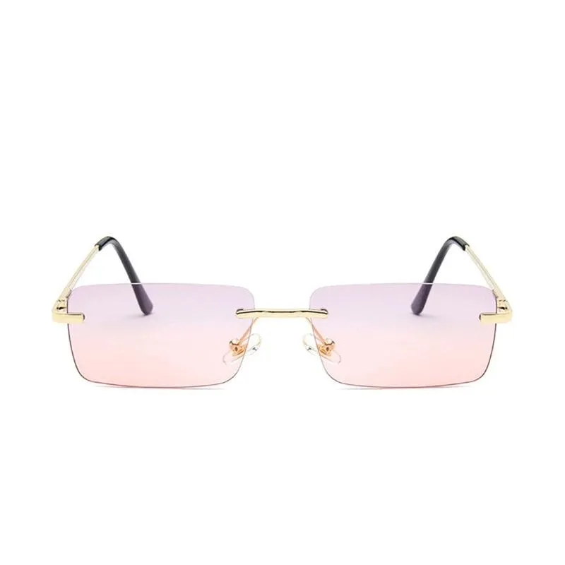 Petites lunettes de soleil rectangulaires pour femmes, nuances grises et roses, Vintage des années 90, carrées sans bords, unisexes, UV400282t, 2020