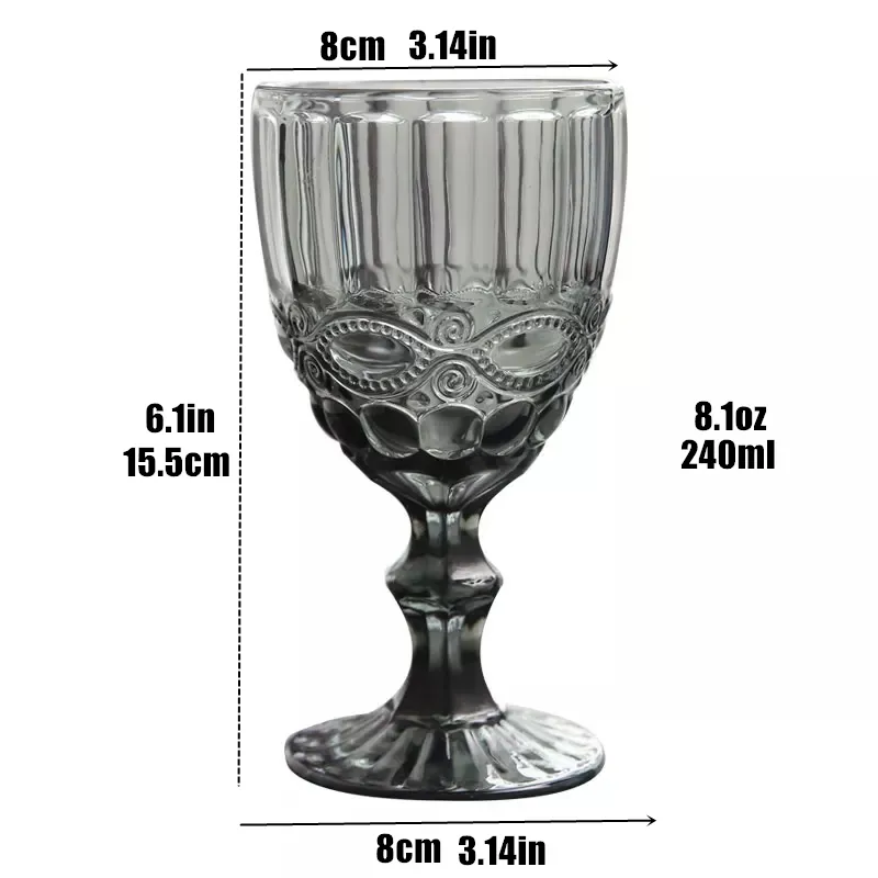 Relief Wijnglazen Drinken Cup Bruiloft Banket Wijnglas Retro Diamond Champagne Juice Glas Drinken GOBLET 240ML 8OZ LJ200821