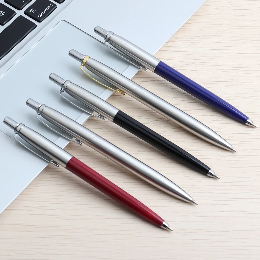 ballpoint pen مجموعة أقلام كرة معدنية تجارية للمدرسة قرطاسية هدية القلم الصحافة من الأسلوب الأسود الأزرق الحبر 201111262W