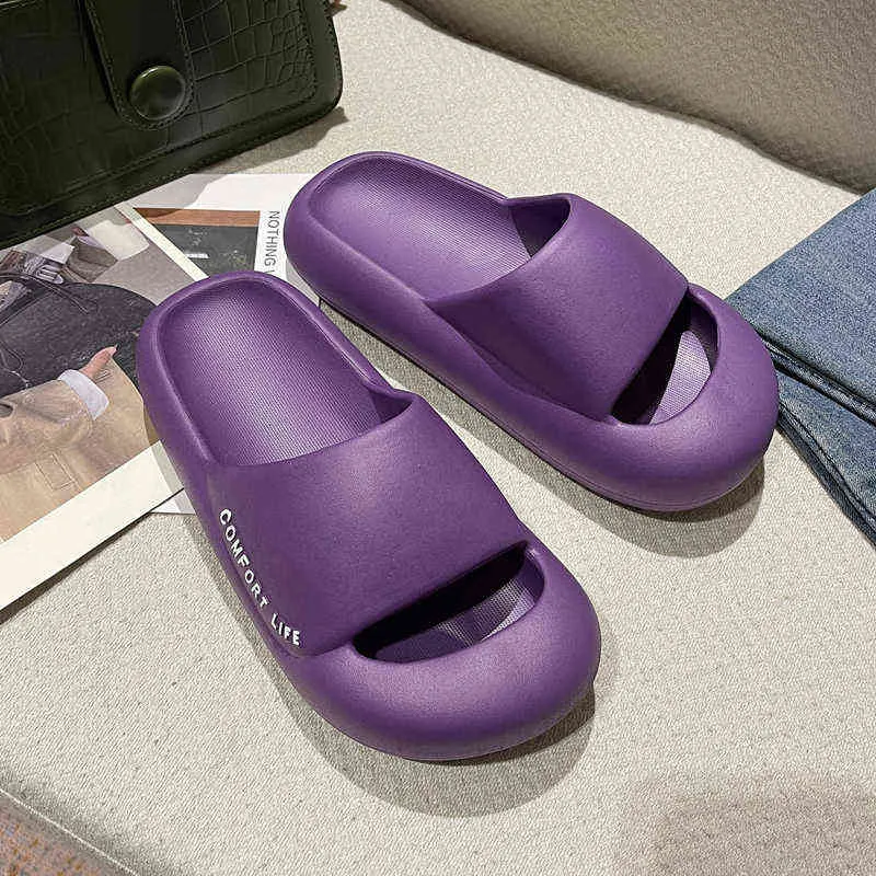 2022 Été épais plate-forme salle de bain maison pantoufles femmes mode semelle souple EVA diapositives intérieures femme sandales tongs antidérapantes Y220221