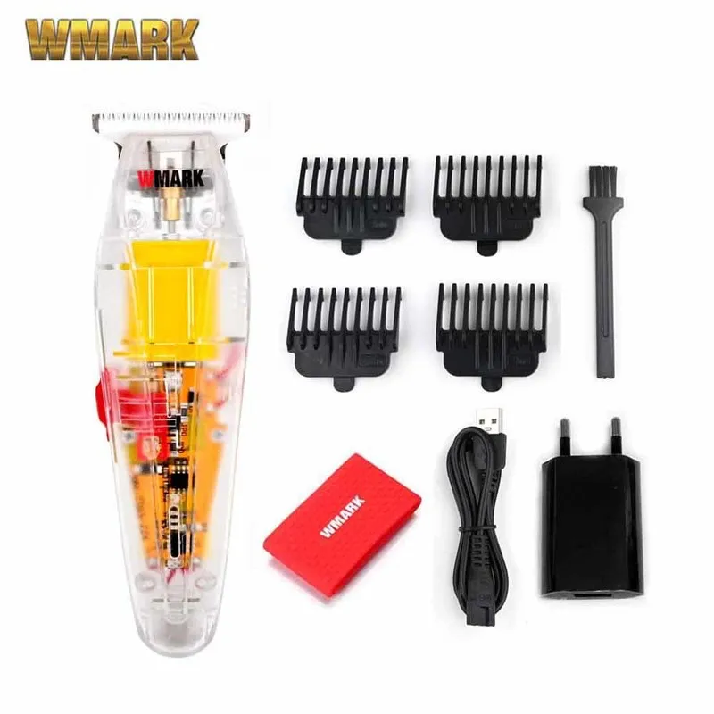 WMARK NG 202 Transparent stildetalj Trimmer Professional laddningsbar Clipper 6500 varv / minut med 1400 batteri 220623