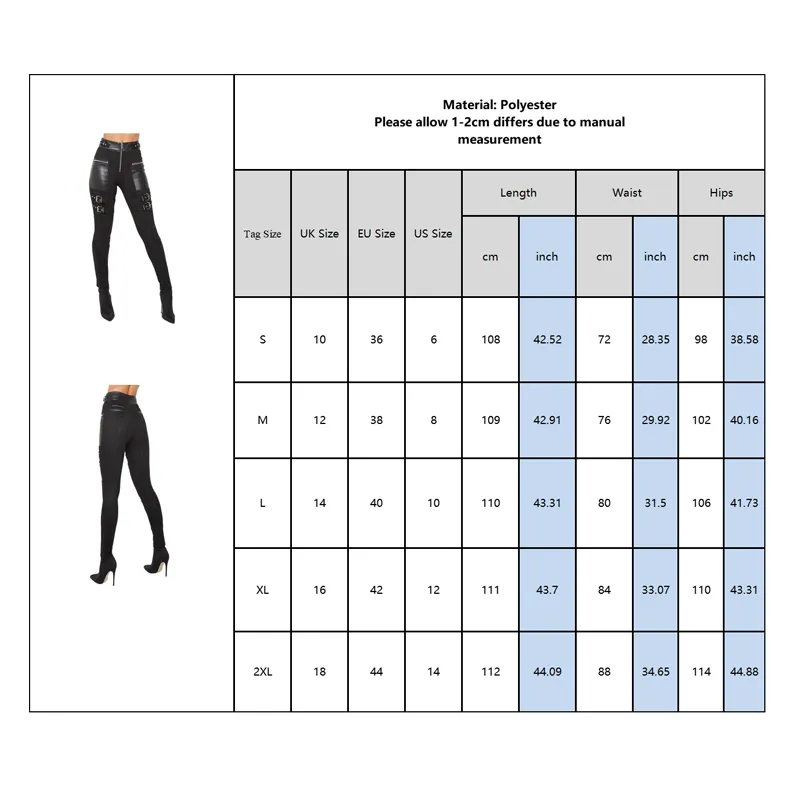 ПУ кожаный гот карандаш брюки для женщин темные модные ушки пэчворки леди кожаные брюки тощий шикарные женские штаны D30 201106