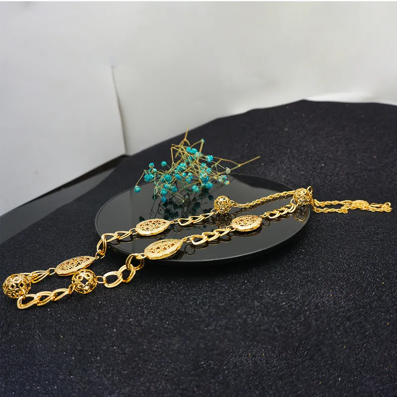 Collana di monete della stella rotonda dell'oro della moda le donne lunghe collane dei pendenti della collane geometrica gioielli vintage 220301
