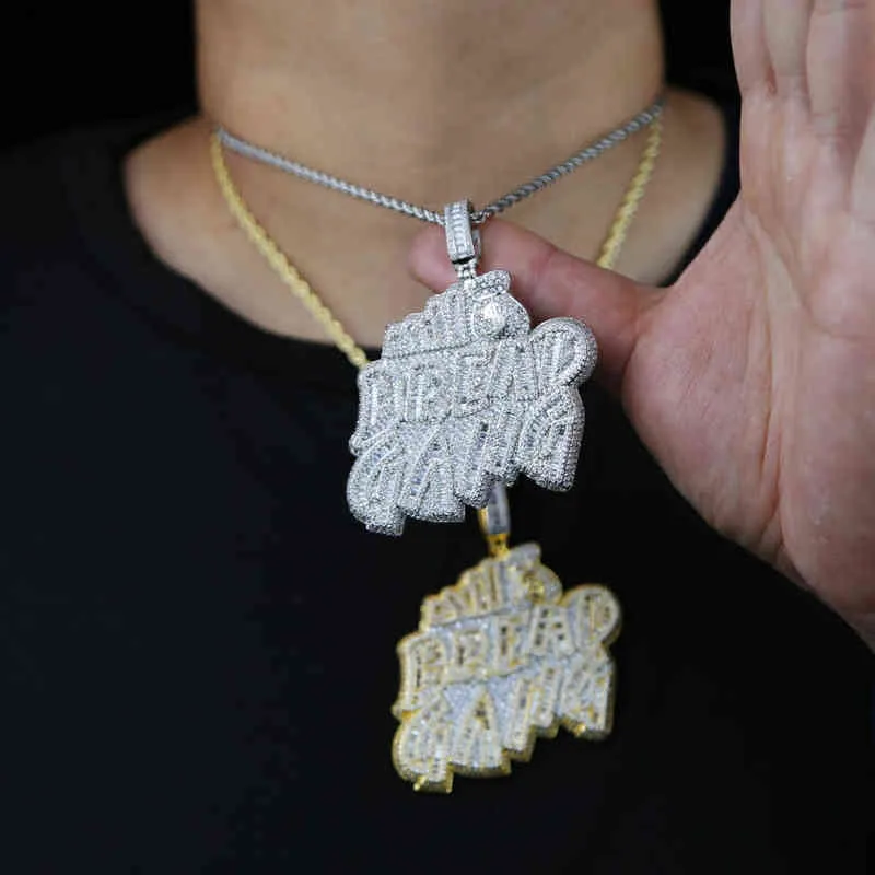 Pendant Necklaces Bread Gang Hip Hop Iced Out Bling Full Paved 5a Cubic Zirconia Cz Rock Punk Men Boy Necklace 220212208p8746353