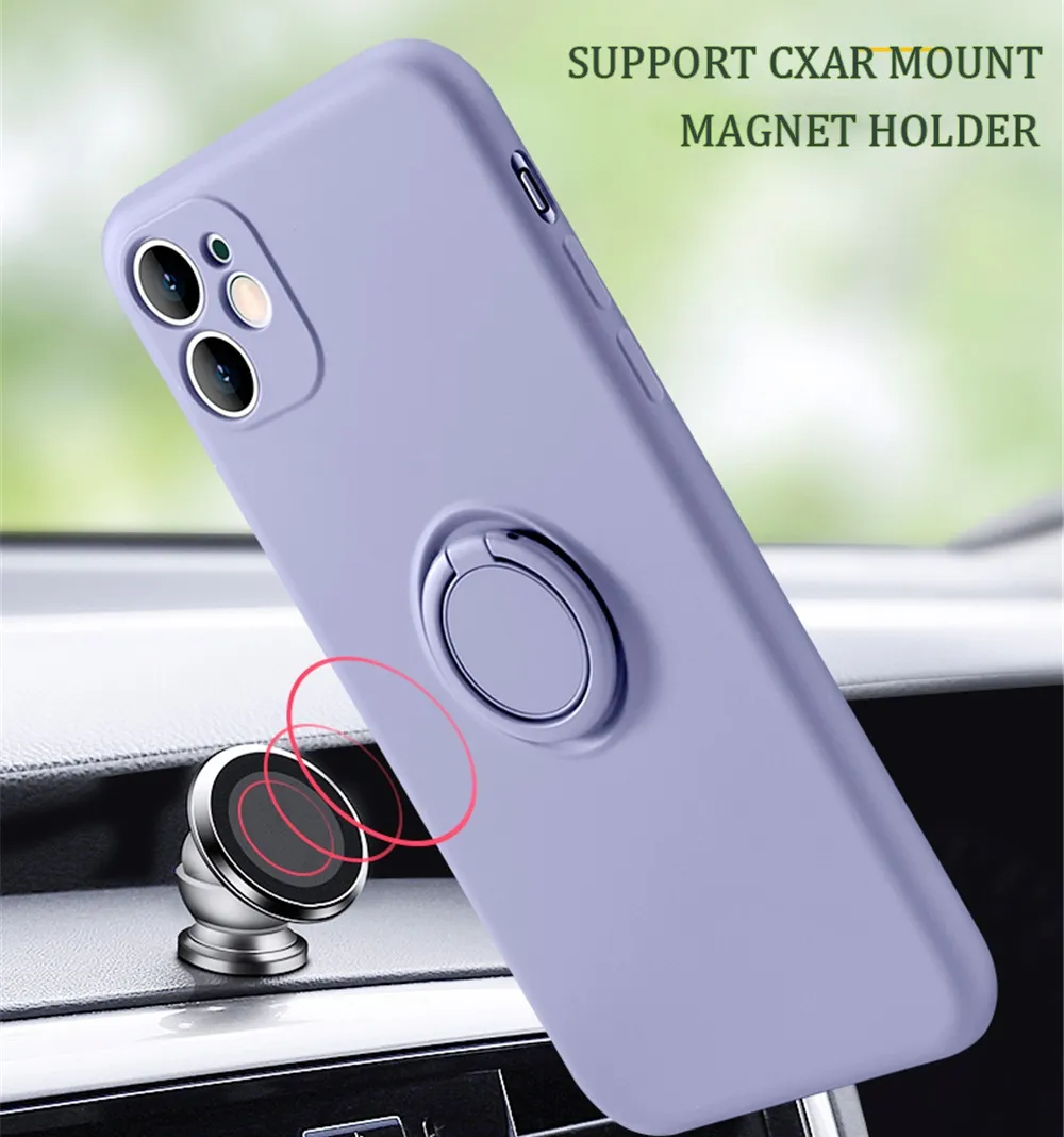 Cell Phone Cases For iPhone 12 11 Pro Max X XR Xs 8 Plus 7 SE 2021 6 6s Macaron Color Soft Silicone Cover Ring Holder HandRope3445278