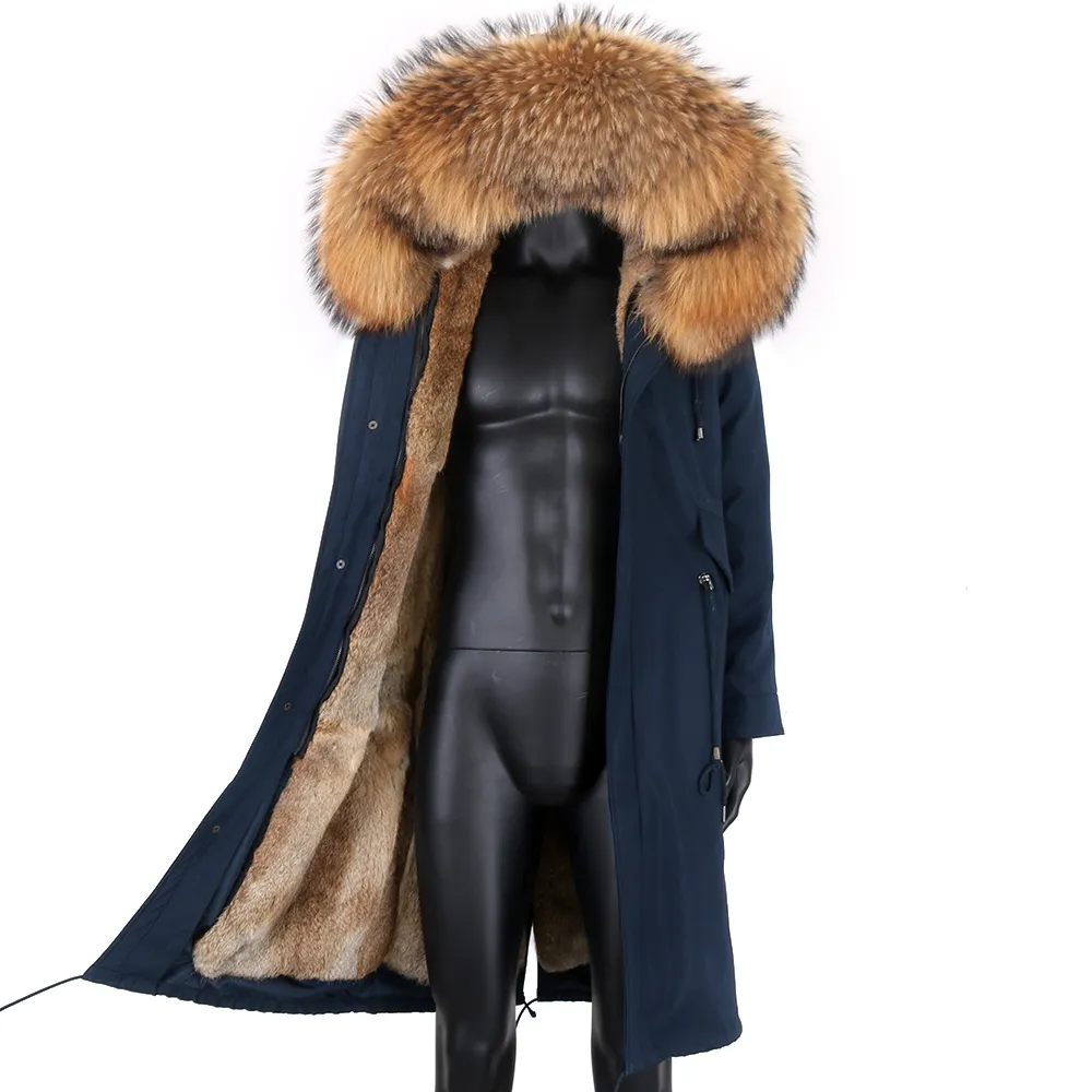 2020 New Waterproof Men Parka Winter Jacket Long Rabbit Fur Coat Man Parkas Natural Fox Fur Collar Hooded Outerwear Streetwear LJ201030