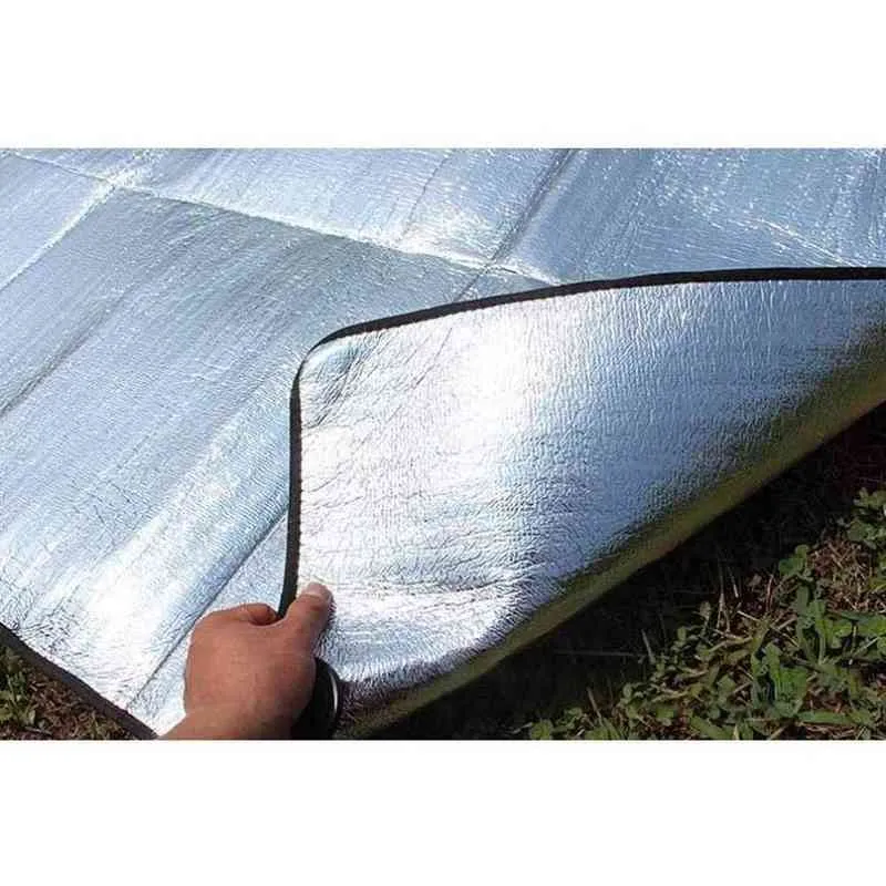 Aluminiumfolie Mat Sova för camping 200x200 cm Isolering Termisk filt Fällbar Tält Golv Ultralight 220121