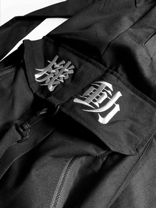 Japońskie spodnie towarowe z branży streetwearu dla mężczyzn workowate szeroka noga czarna jogger 220217