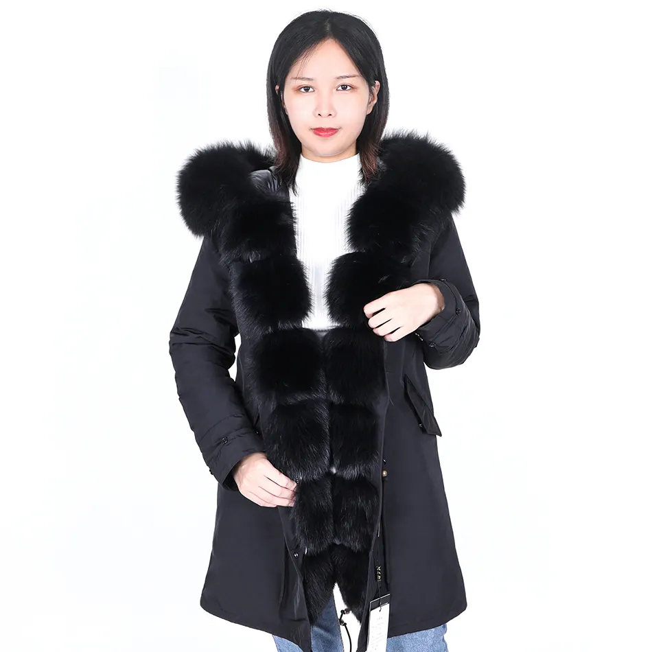 Maomaokong Plus Size Winter Coat Женское пальто Real Big Eckcoon Fur Collear Толкие женщины вниз и армия Parka Green Winter Warter Jac 201125