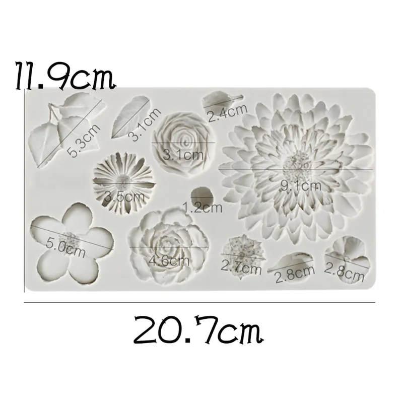 Buttercream Flowers Mold Fondant Cake Decorating Tools Stampi in silicone artigianato Strumenti di cottura al cioccolato torta Gumpaste Form T200523